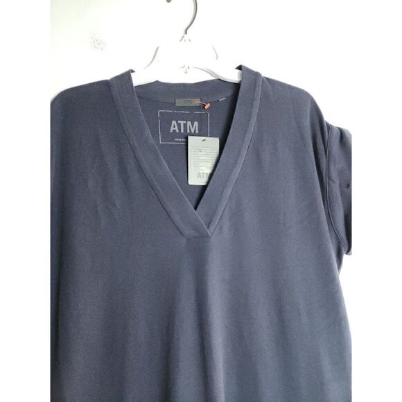 NWT ATM Anthony Thomas Melillo Blue V-Neck 100% Pima Cotton Shift Dress Small - Picture 9 of 11